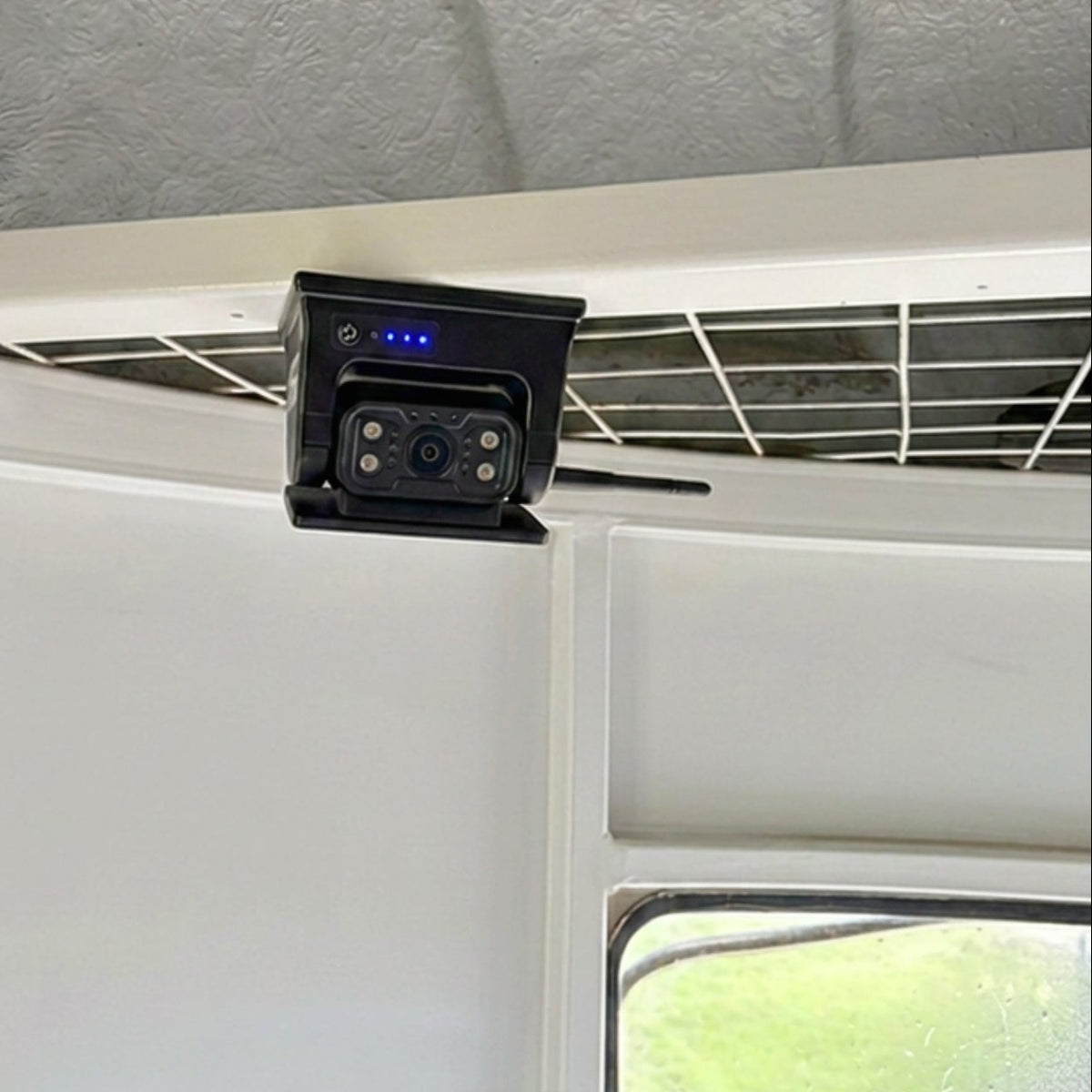 Equine Eye Venture wireless camera installed in a horse float for live monitoring on the road